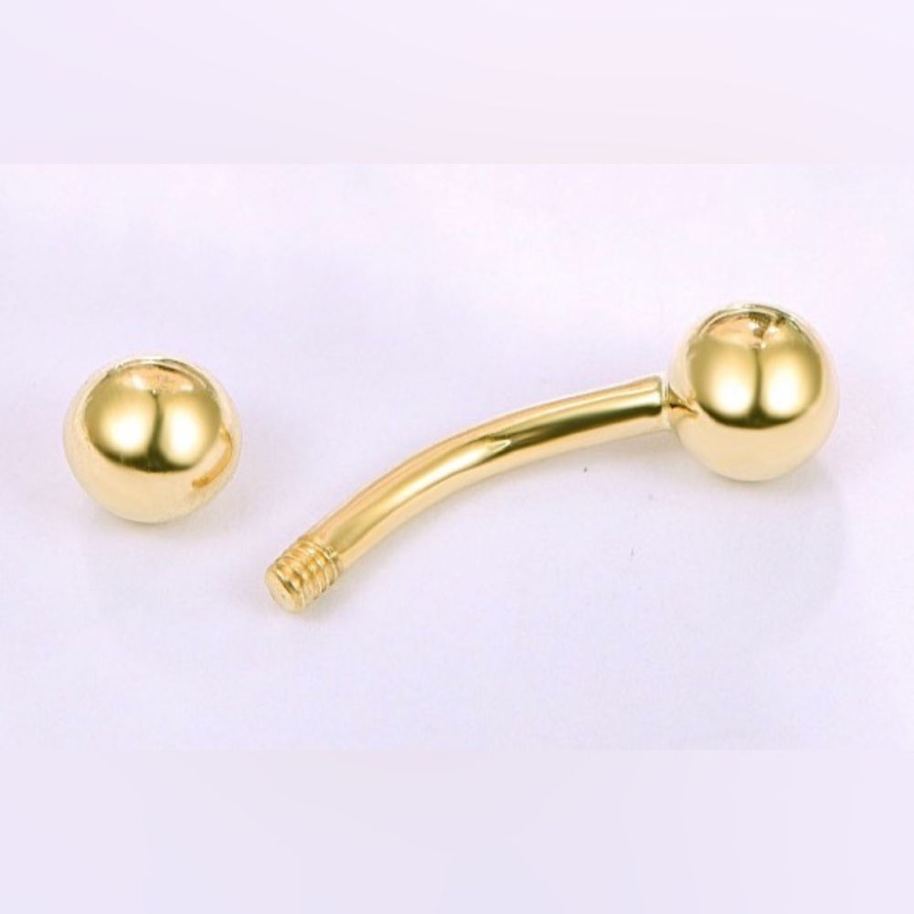 14k Solid Gold Curved Barbell Body Jewelry